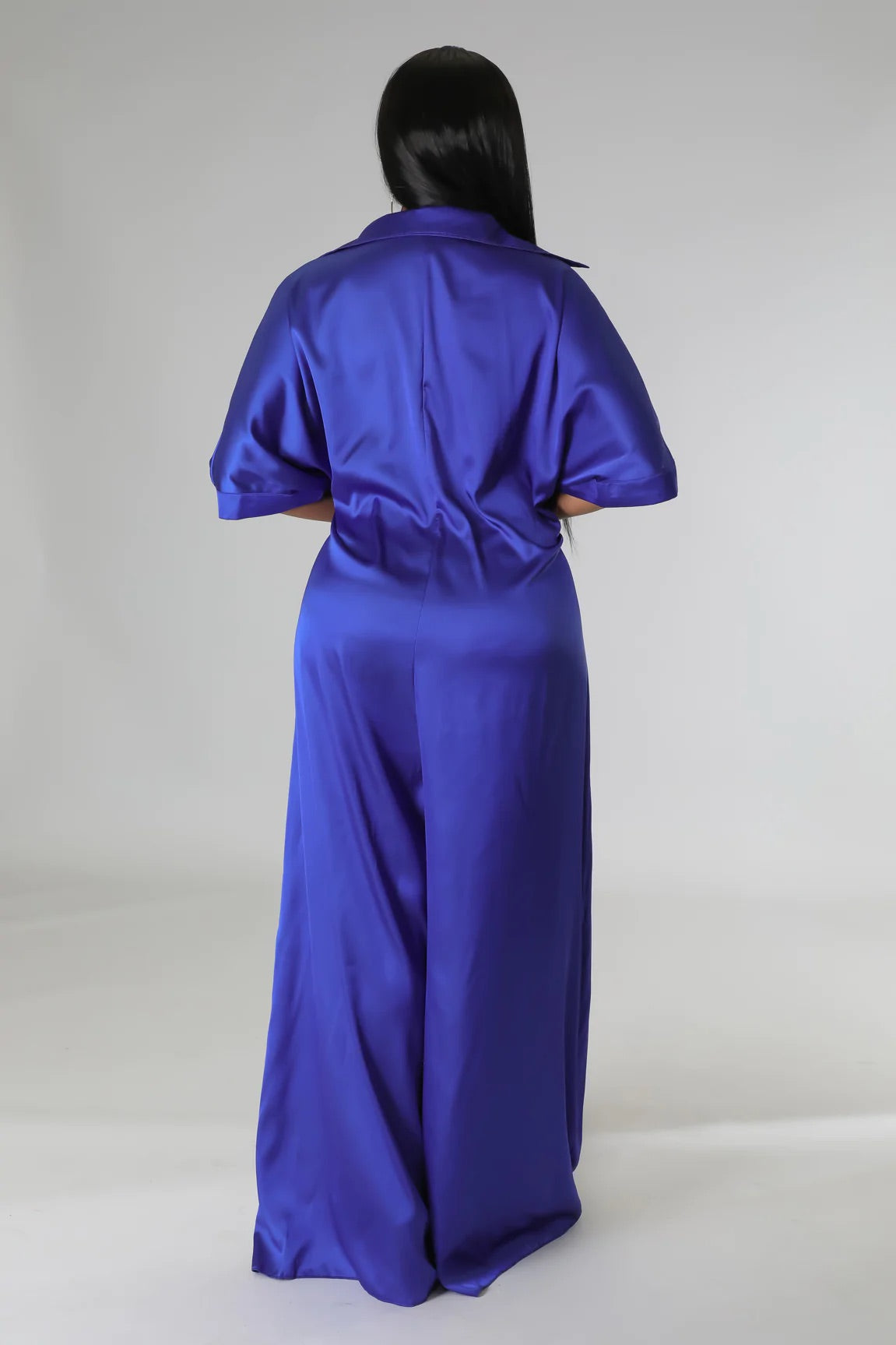 Wonderlust Satin Jumpsuit Blue - FINAL SALE - Ali’s Couture