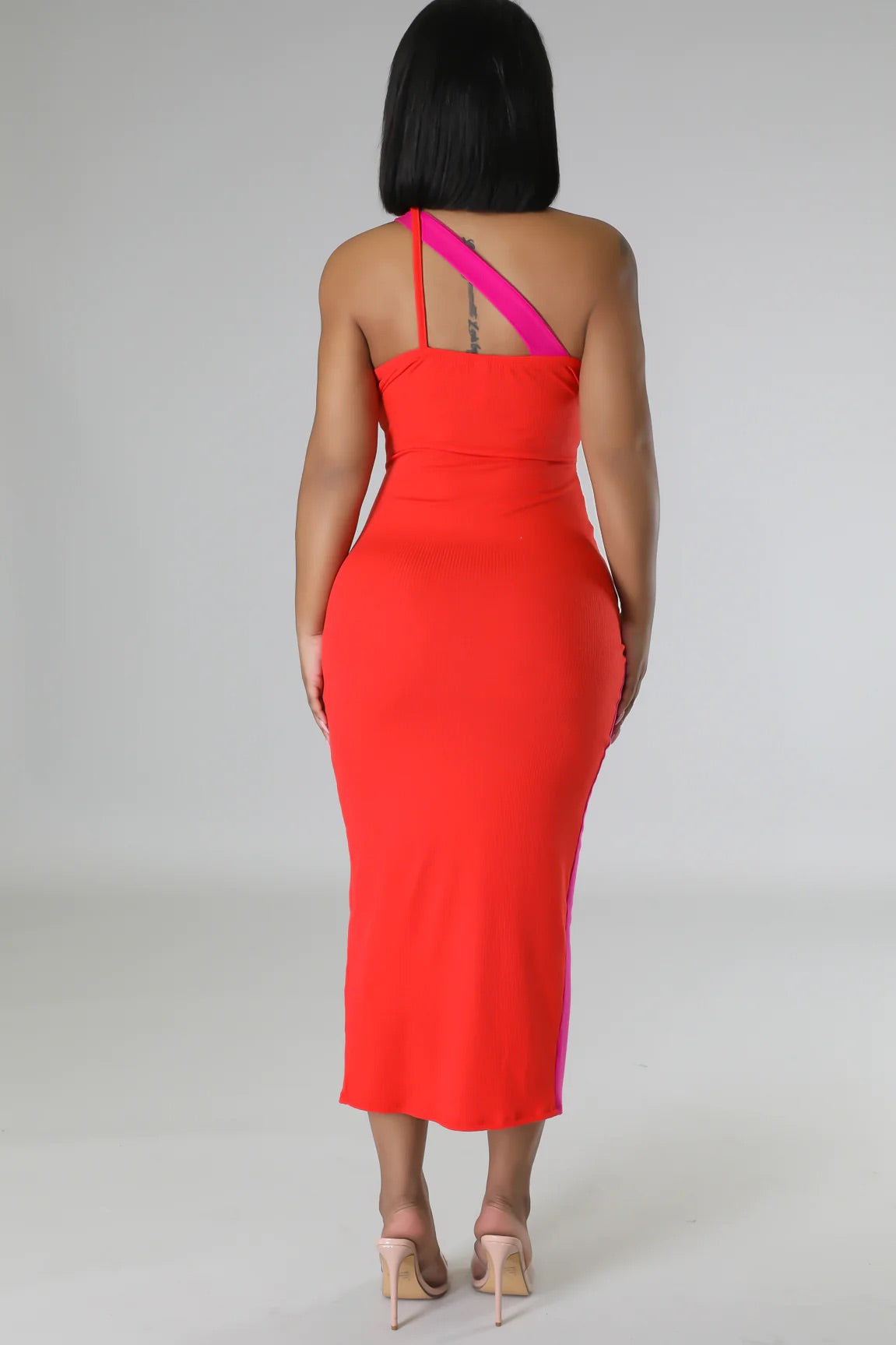 Gennie From The Block Midi Dress Multicolor Pink - Ali’s Couture