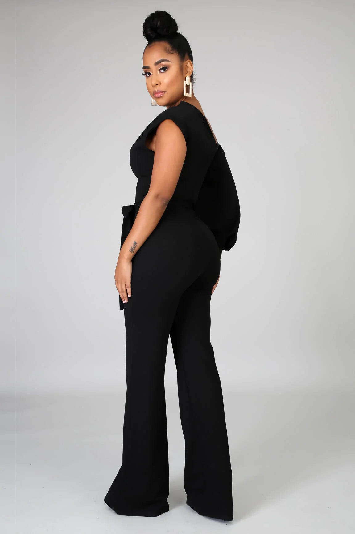 Midnight In Paris One Shoulder Jumpsuit Black - Ali’s Couture