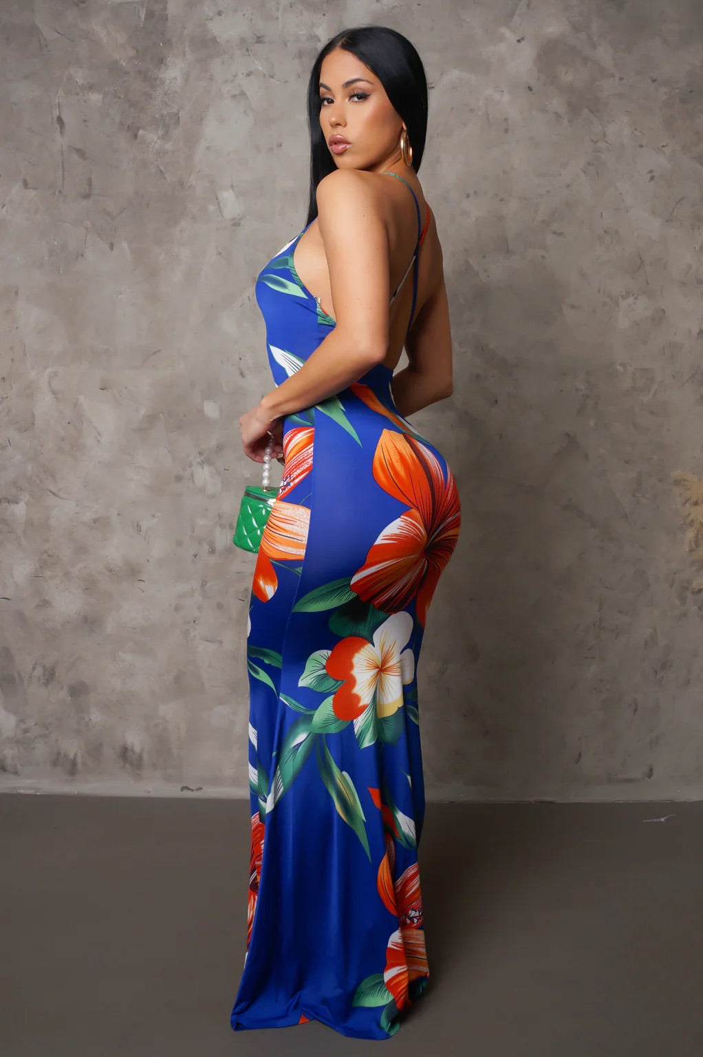 Arabella Tropical Maxi Dress Multi Blue - Ali’s Couture