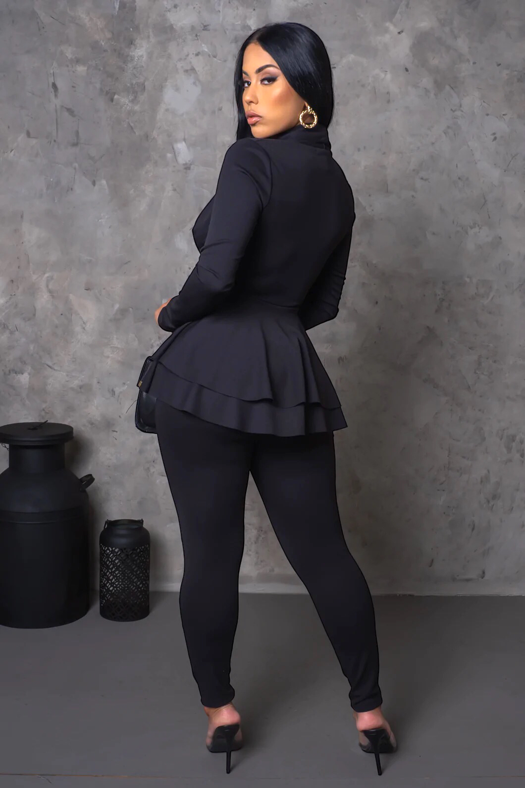 Amani Ruffle Legging Set Black - Ali’s Couture