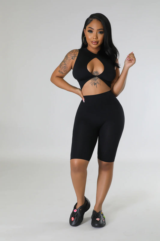 Hailey Biker Short Set Black - Ali’s Couture