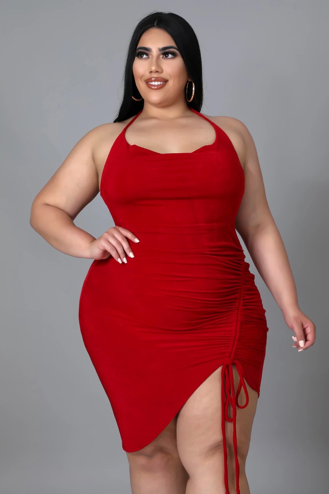 About Last Night Halter Mini Dress Red Merlot (Curvy) - FINAL SALE - Ali’s Couture