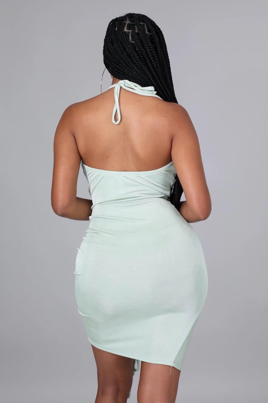 About Last Night Halter Mini Dress Sage - Ali’s Couture