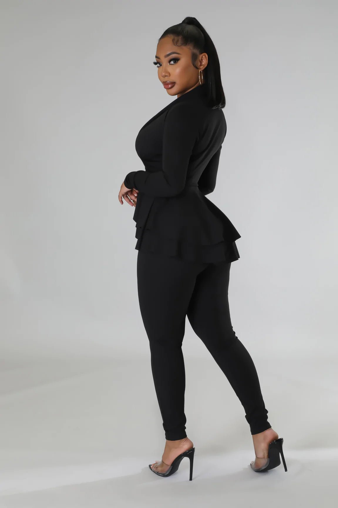 Amani Ruffle Legging Set Black - Ali’s Couture