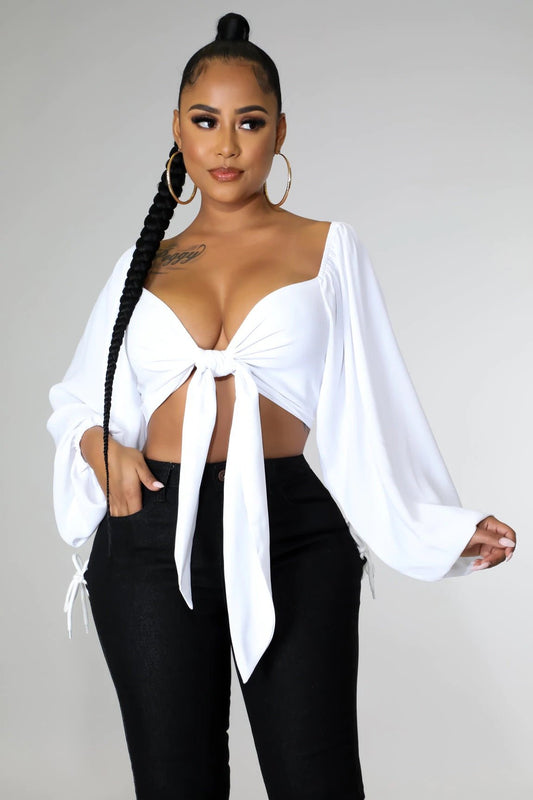 Amara Long Sleeve Crop Top White - FINAL SALE - Ali’s Couture