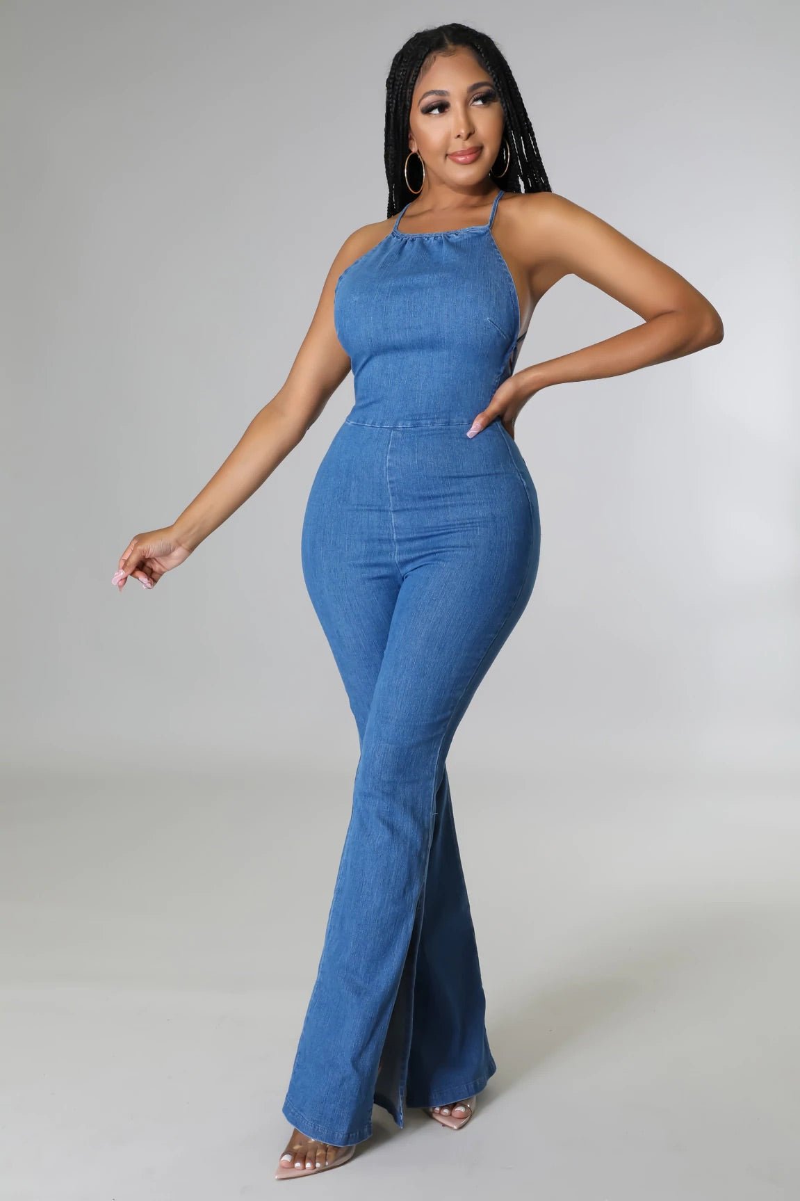 Antonia Denim Jumpsuit Medium Wash - Ali’s Couture