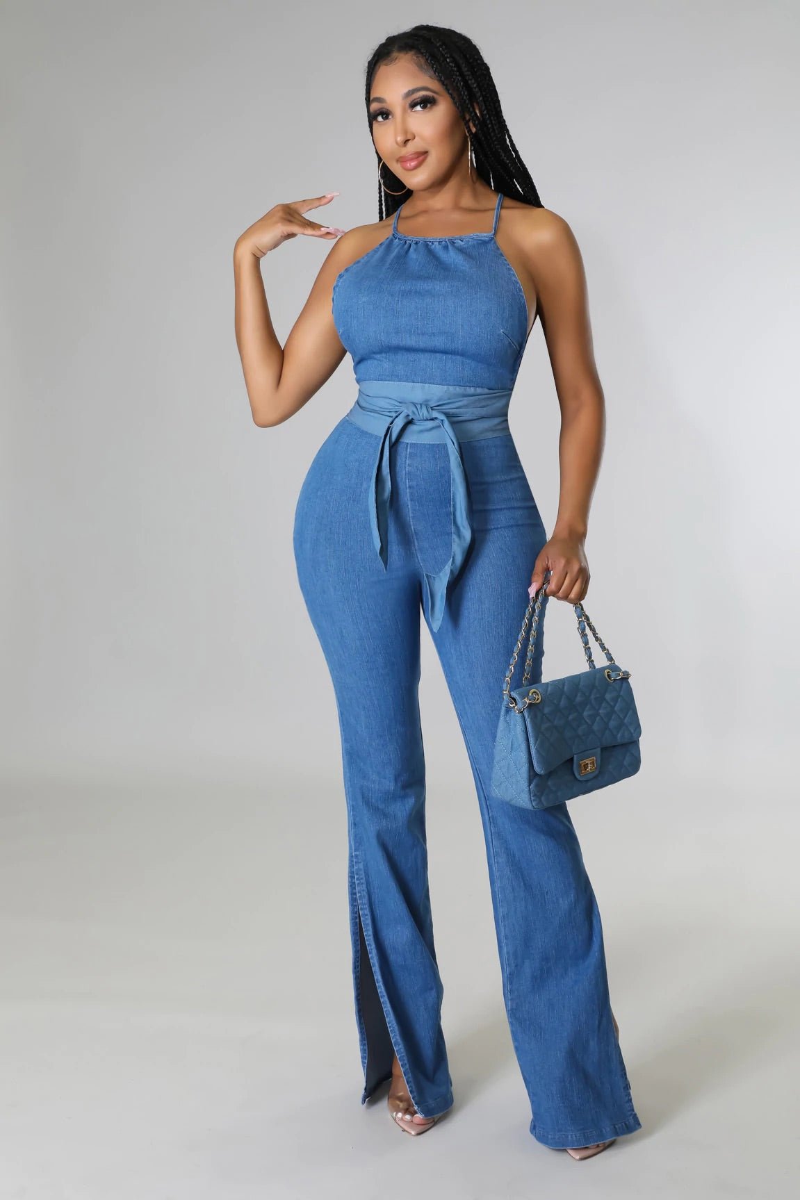Antonia Denim Jumpsuit Medium Wash - Ali’s Couture