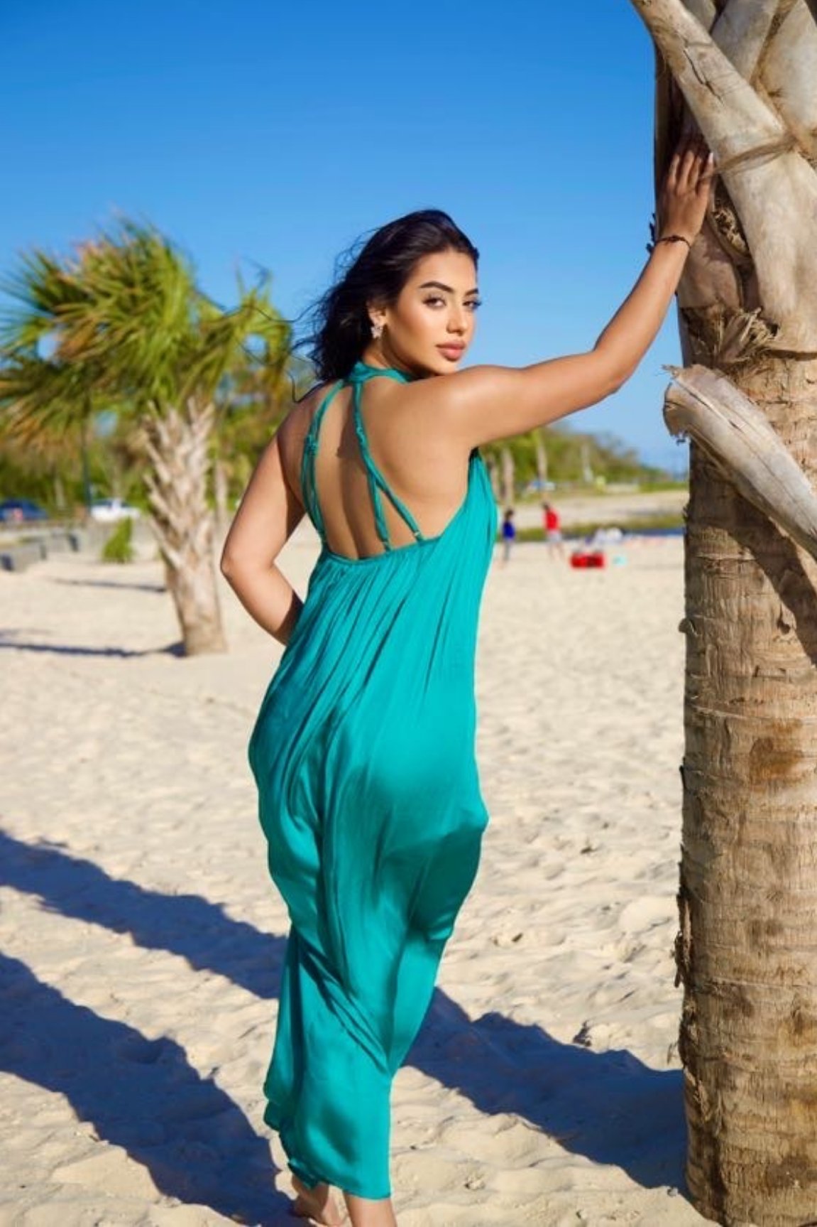 Athena Satin Halter Maxi Dress Turquoise - Ali’s Couture
