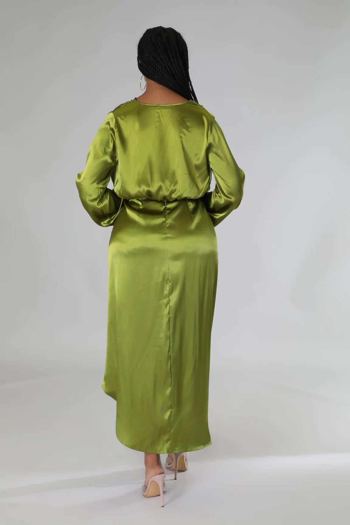 Aurelle Satin Skirt Set Olive - Ali’s Couture