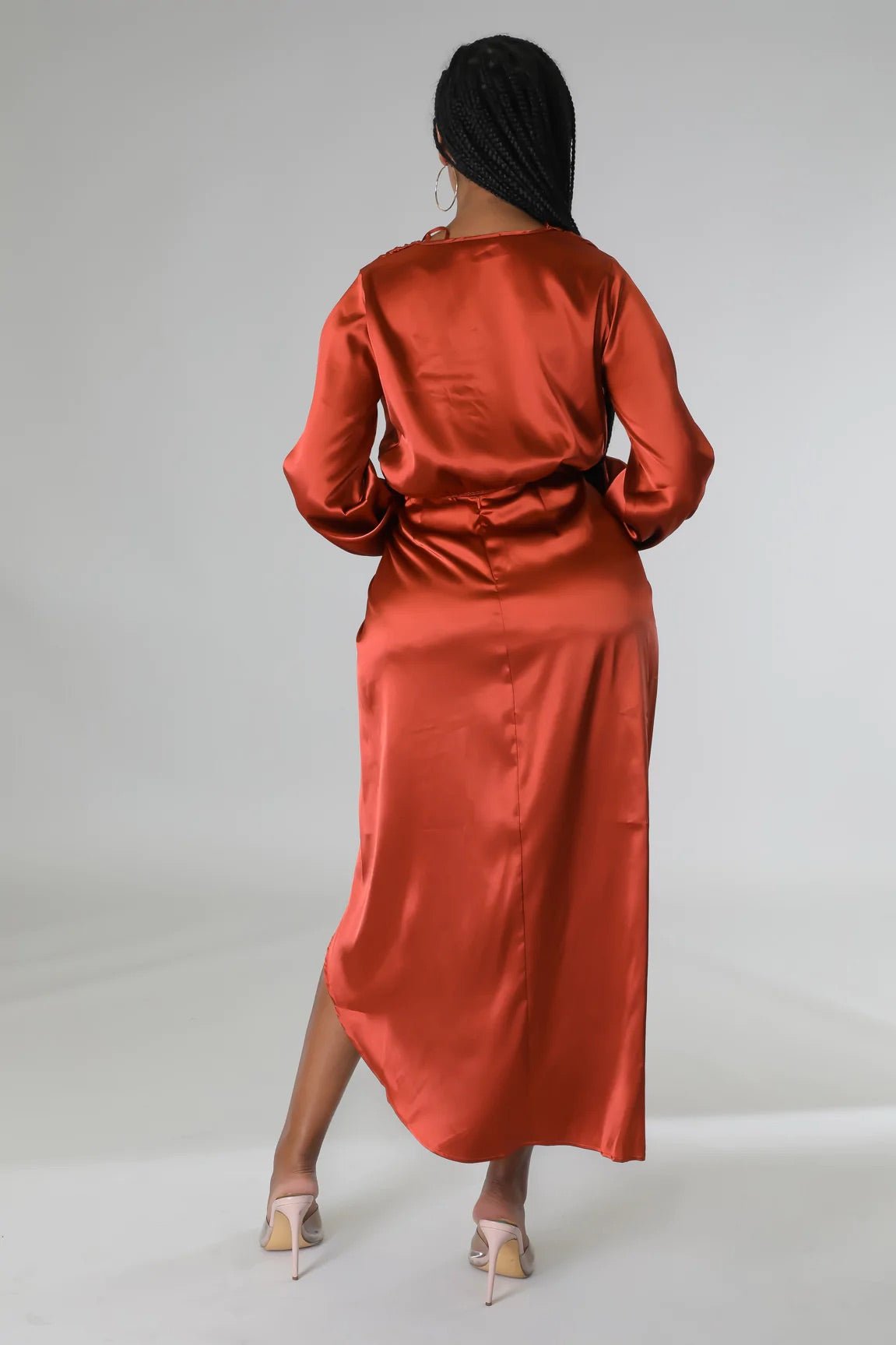 Aurelle Satin Skirt Set Rust - Ali’s Couture