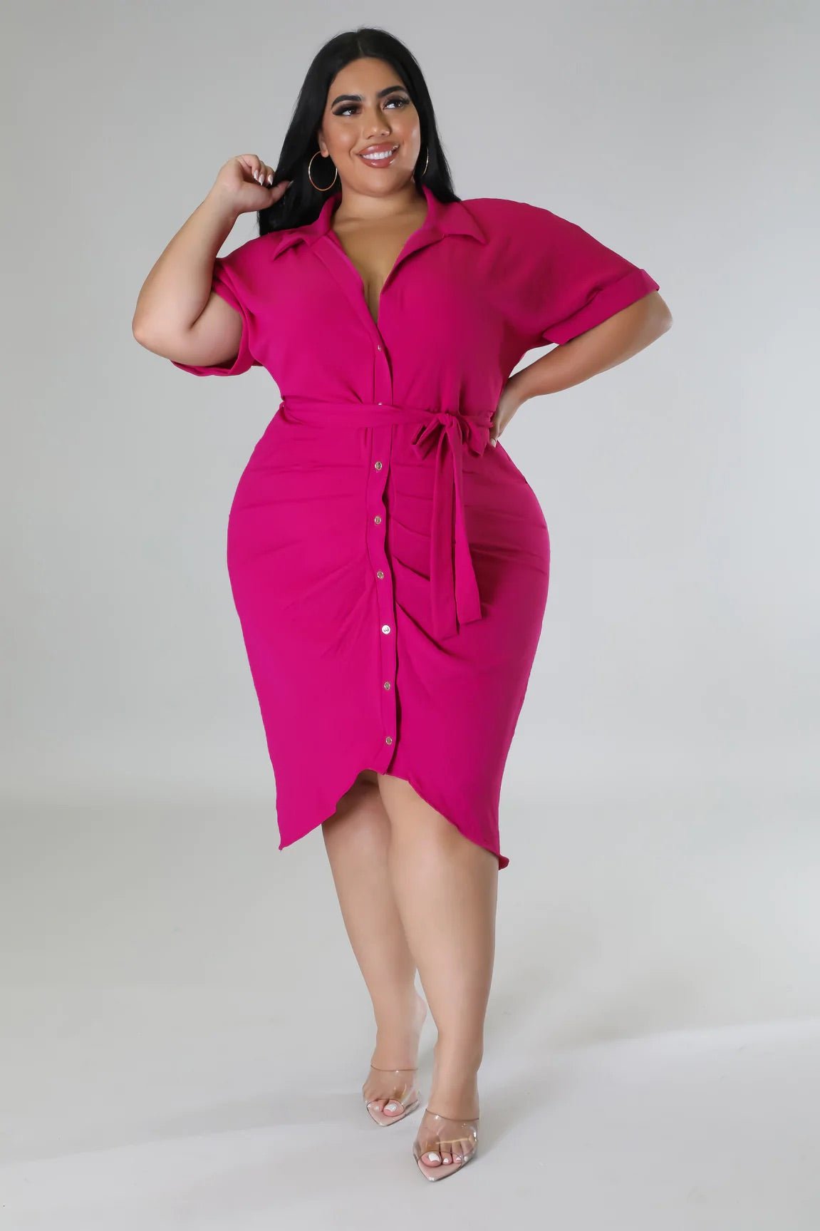 Bold Moves Midi Dress Magenta (Curvy) | Alis Couture, 1X Bold Moves Midi Dress Magenta (Curvy) | Alis Couture, 1X