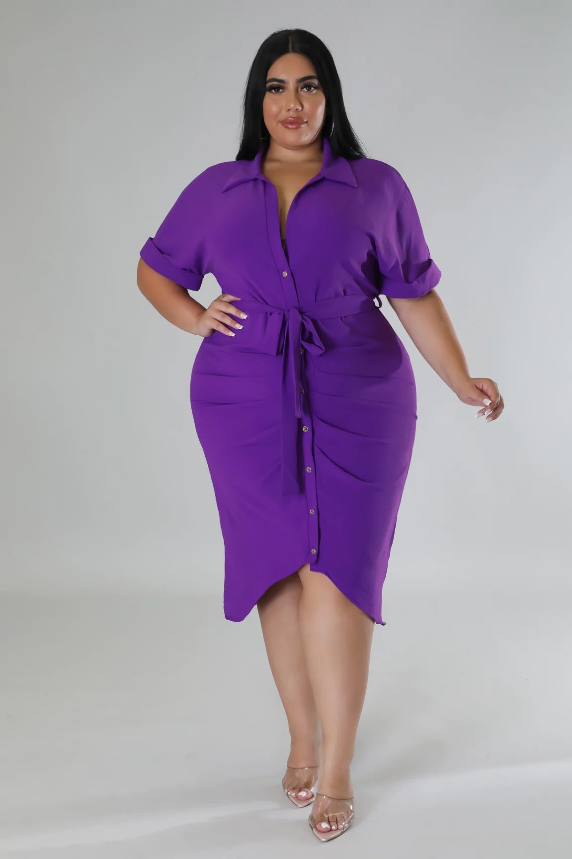 Bold Moves Purple Midi Dress (Curvy) | Alis Couture, 1x Bold Moves Purple Midi Dress (Curvy) | Alis Couture, 1x