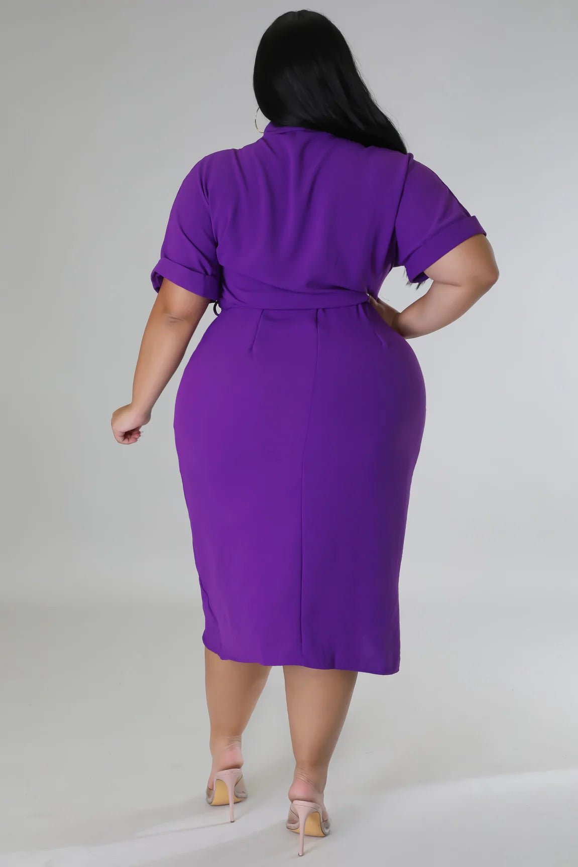 Bold Moves Purple Midi Dress (Curvy) - Ali’s Couture