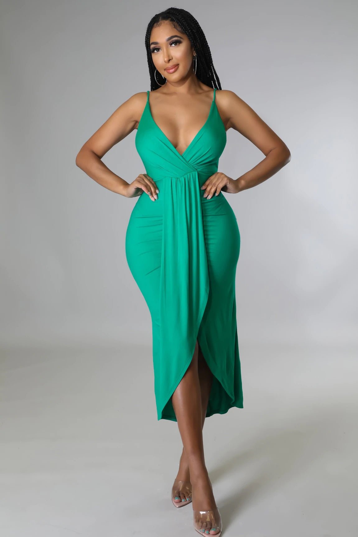 Carlina Midi Dress Green - Ali’s Couture