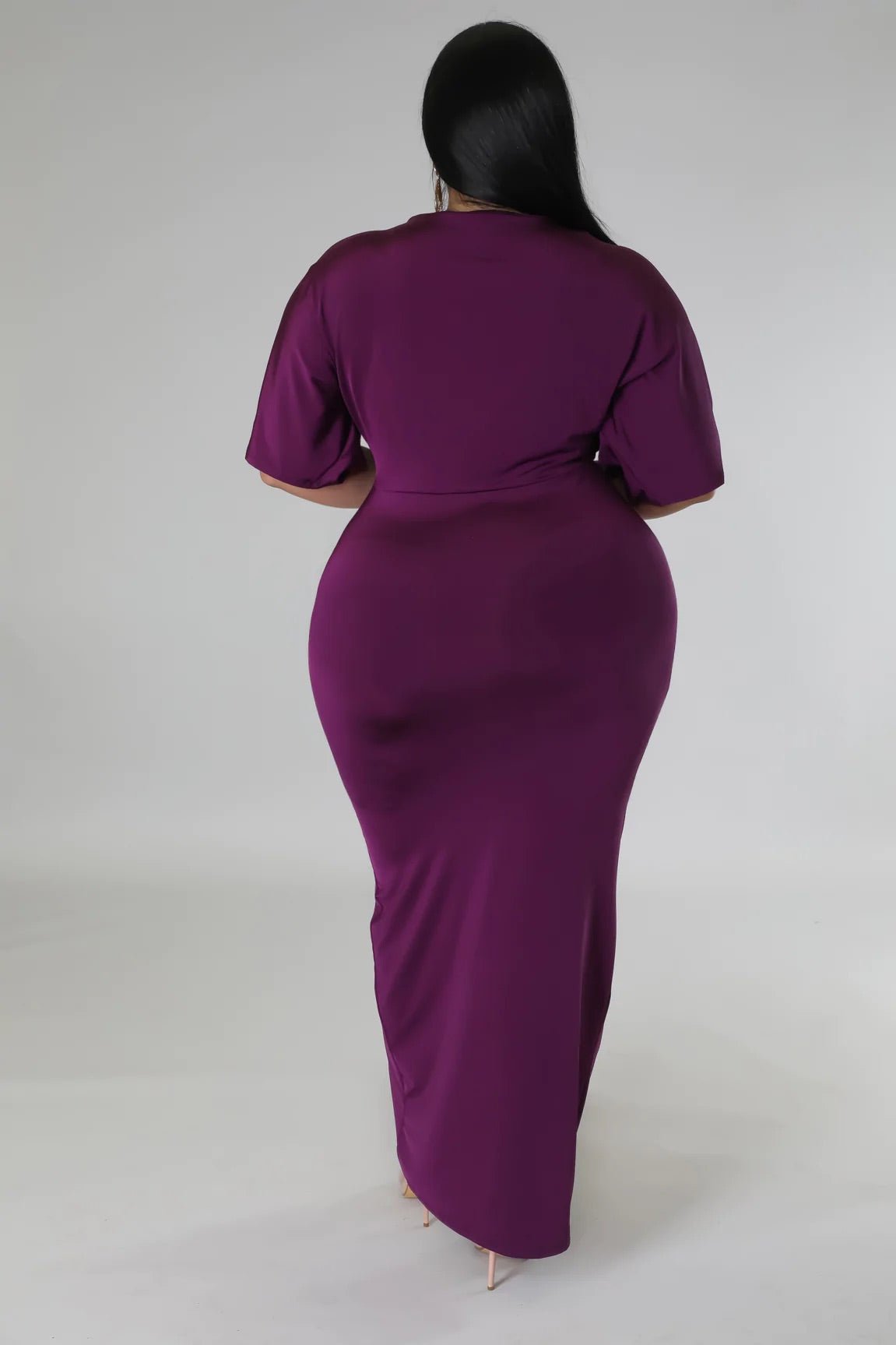 Casie Midi Dress Eggplant (Curvy) - Ali’s Couture
