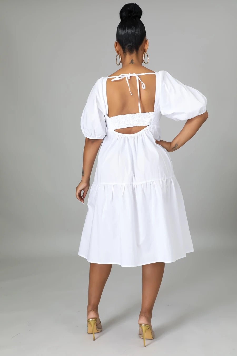 Catalina Cotton Midi Dress White - Ali’s Couture