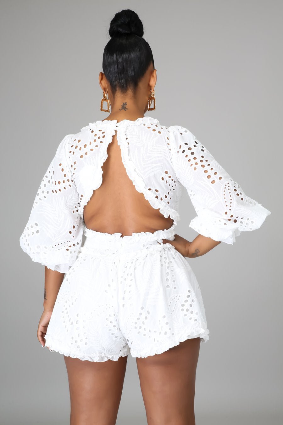 Chanelle Eyelet Embroidered Romper White - FINAL SALE - Ali’s Couture
