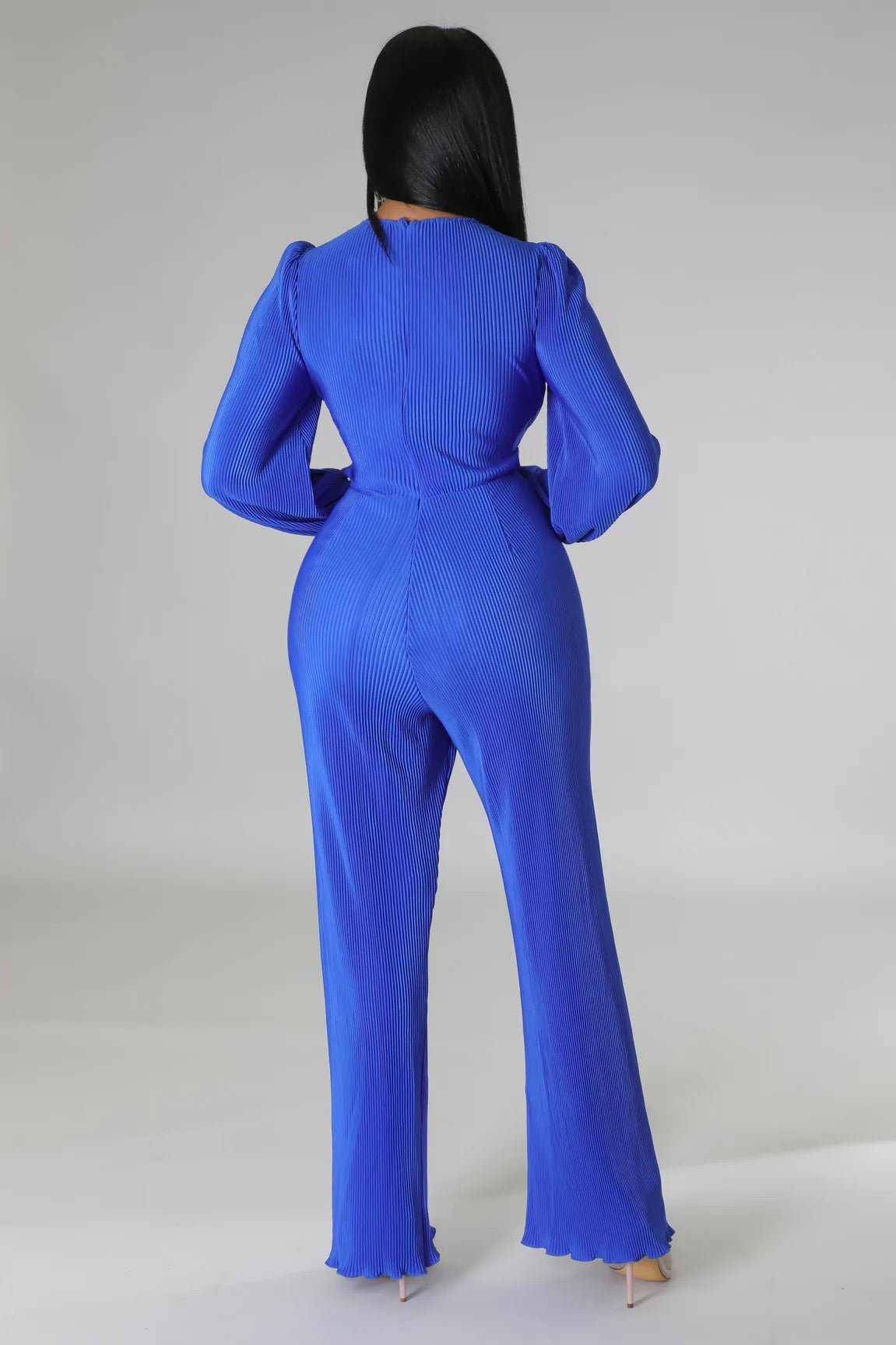 Cold Hearted Plisse Cutout Jumpsuit Blue - Ali’s Couture