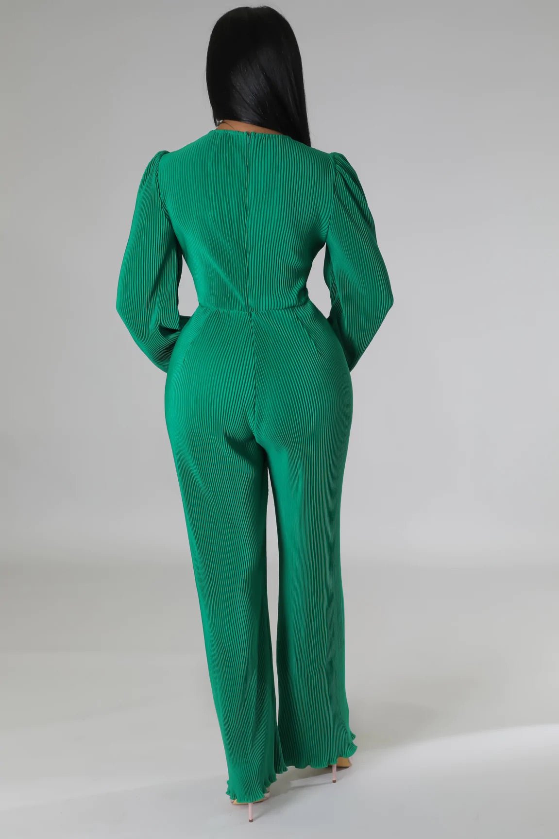 Cold Hearted Plisse Cutout Jumpsuit Green - Ali’s Couture