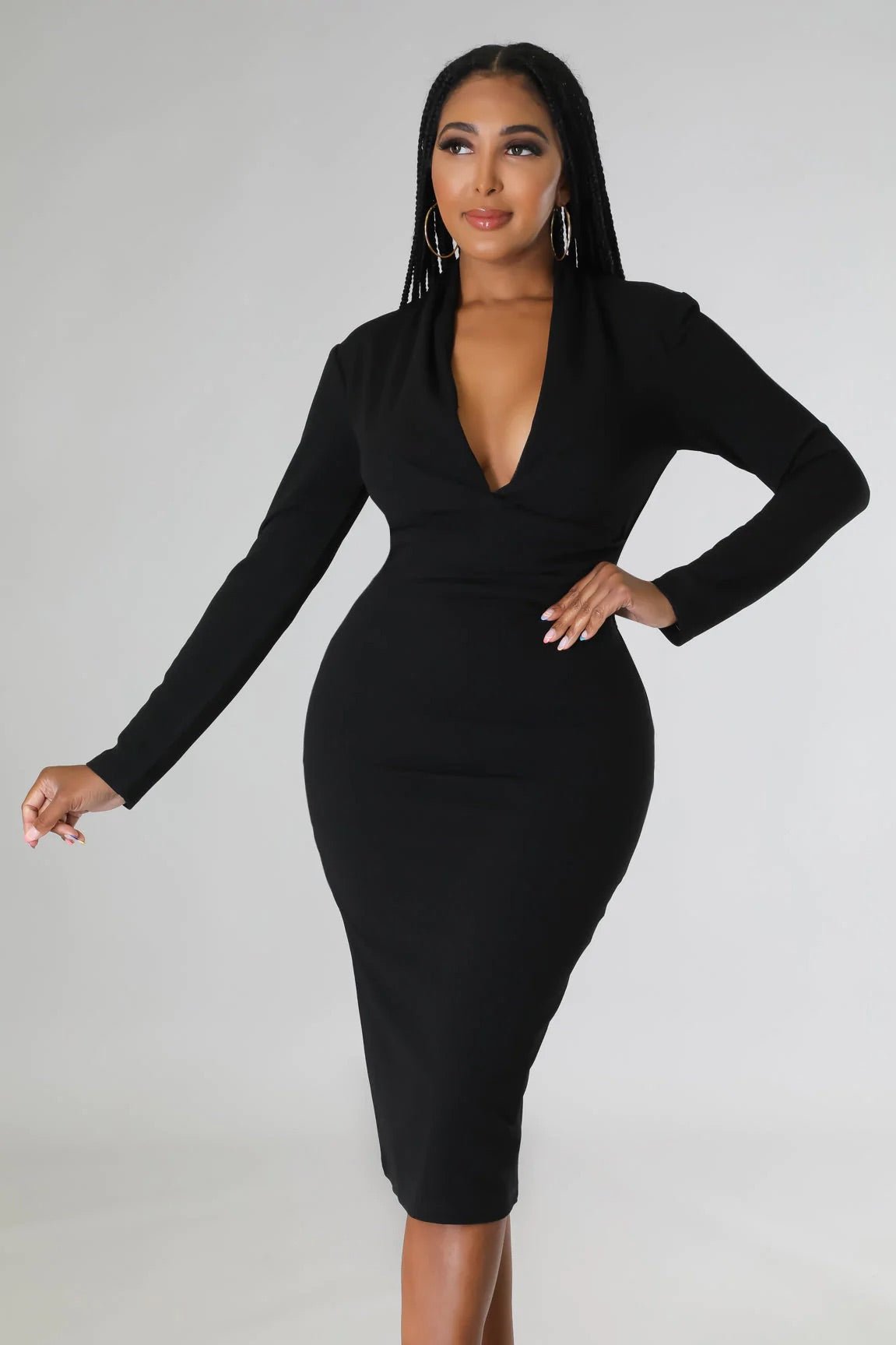Confidence Midi Dress Black - Ali’s Couture