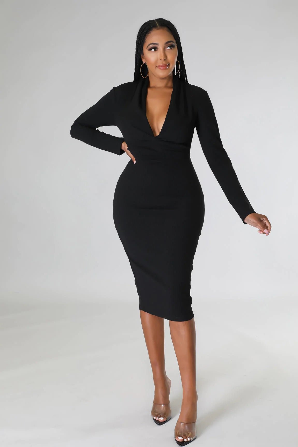 Confidence Midi Dress Black - Ali’s Couture