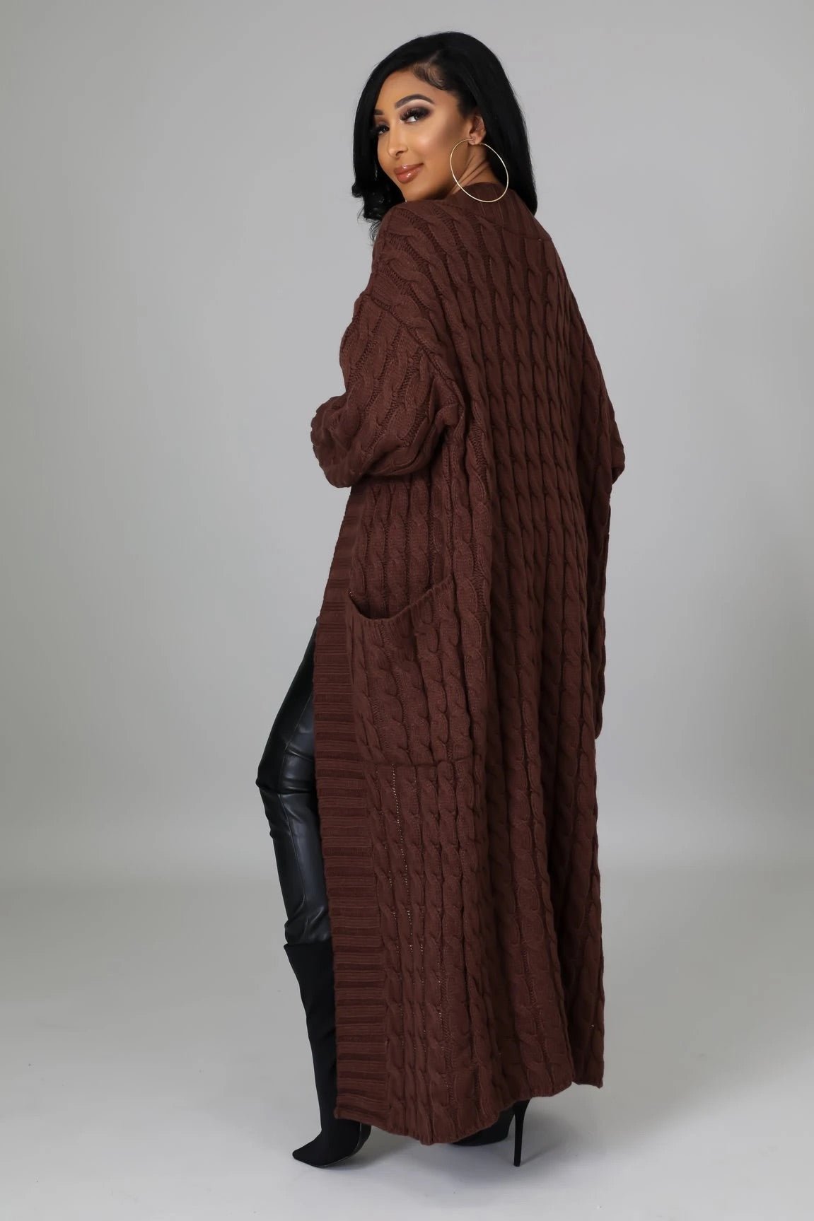Cozy Up Knit Cardigan Brown - Ali’s Couture