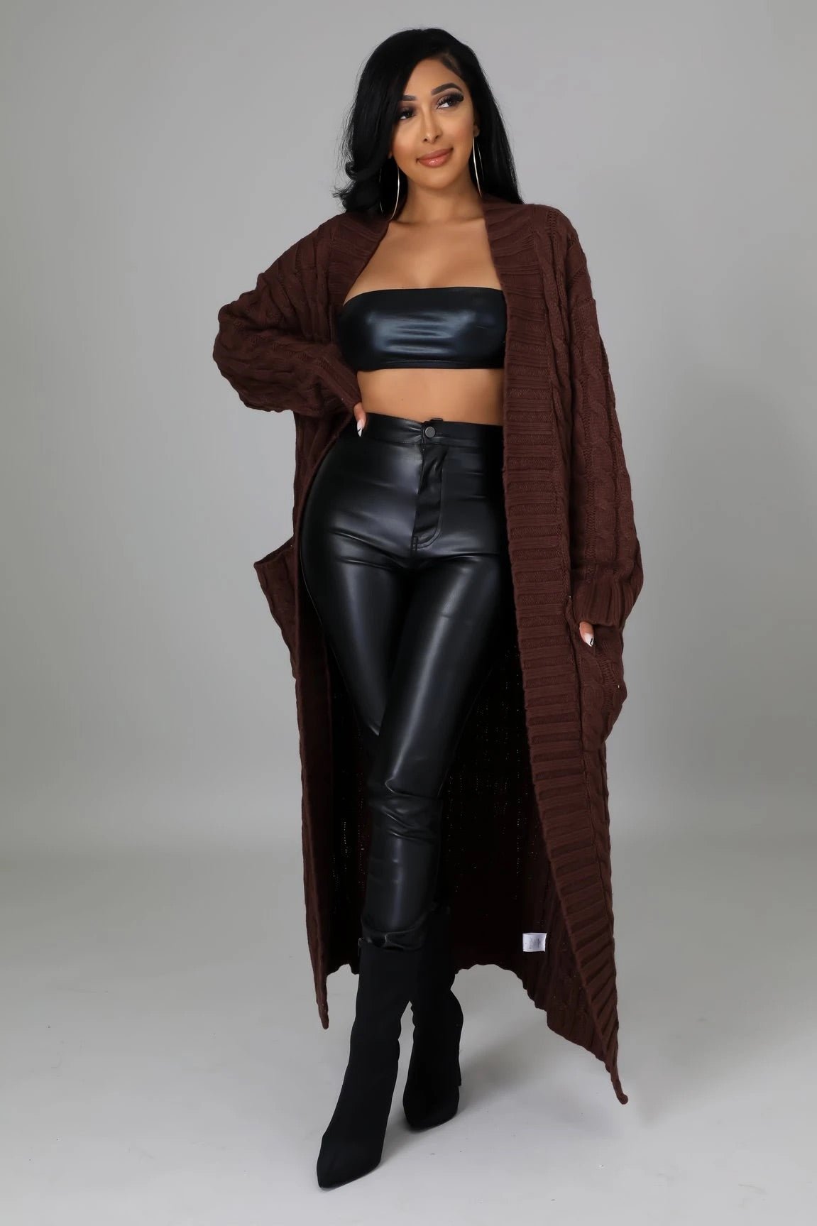 Cozy Up Knit Cardigan Brown - Ali’s Couture