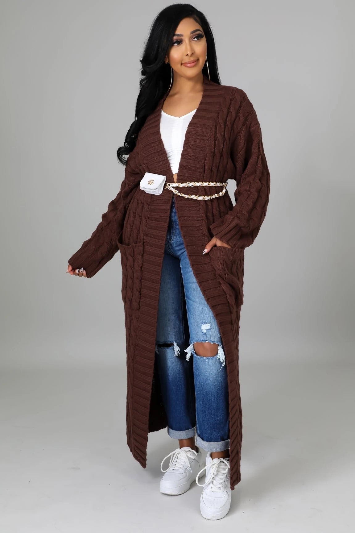 Cozy Up Knit Cardigan Brown - Ali’s Couture
