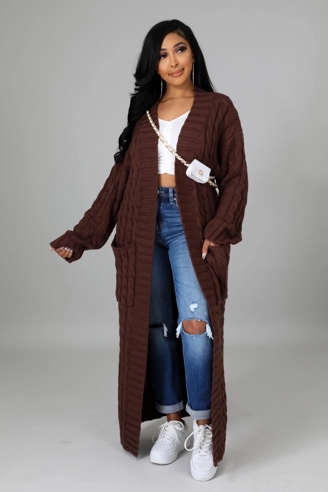 Cozy Up Knit Cardigan Brown - Ali’s Couture