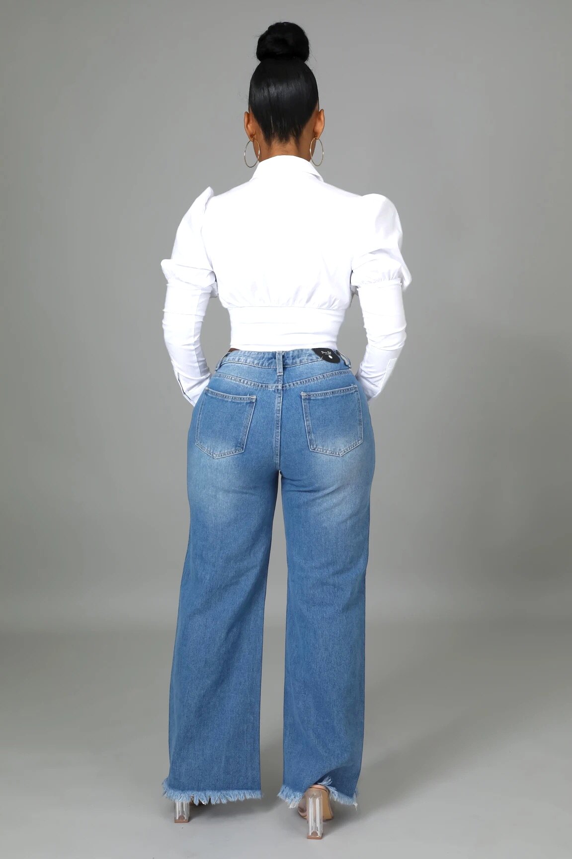 Dakota Wide Leg Distressed Jeans Medium Denim - FINAL SALE - Ali’s Couture