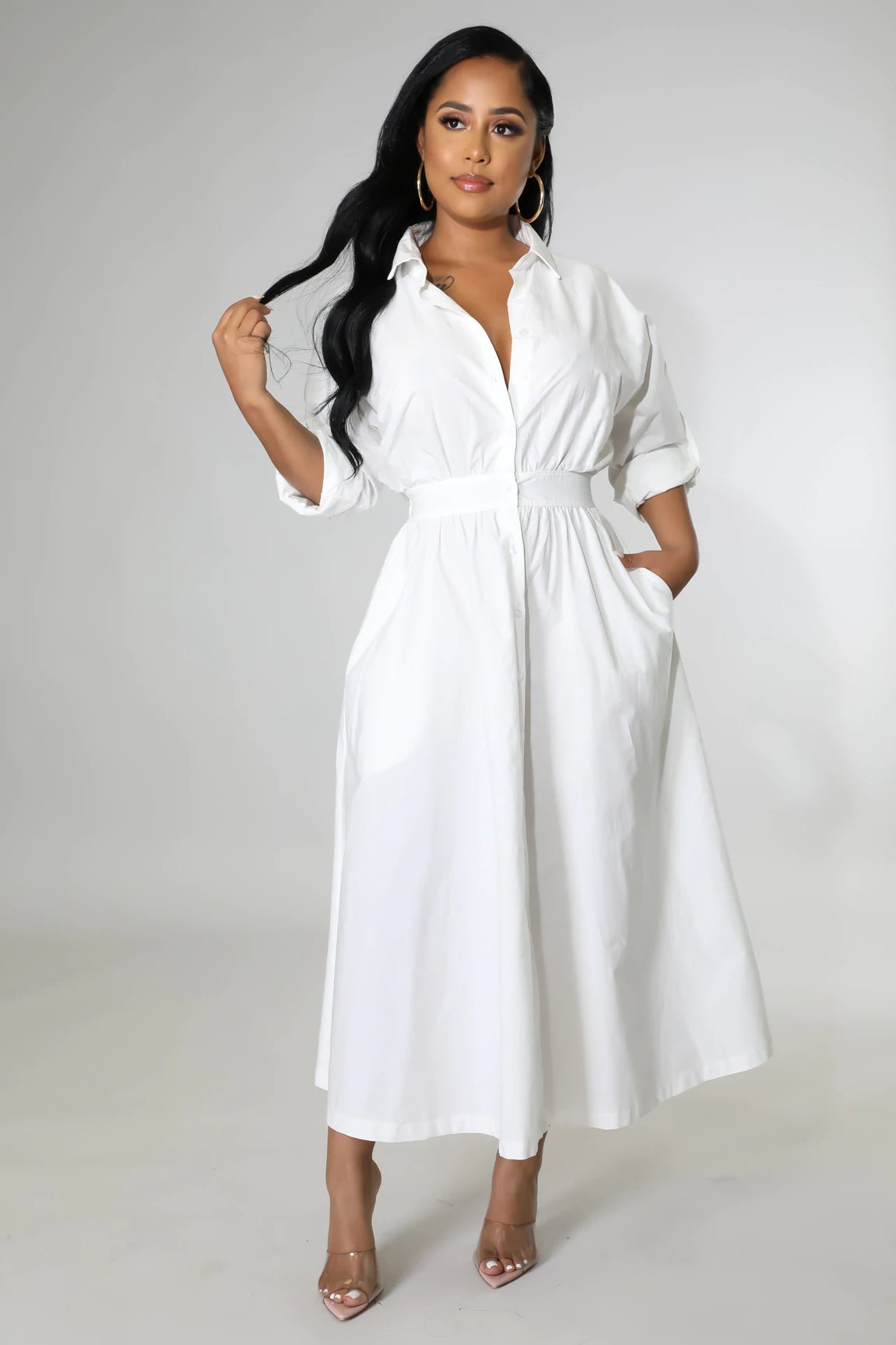 Dami Cotton Midi Dress White - Ali’s Couture