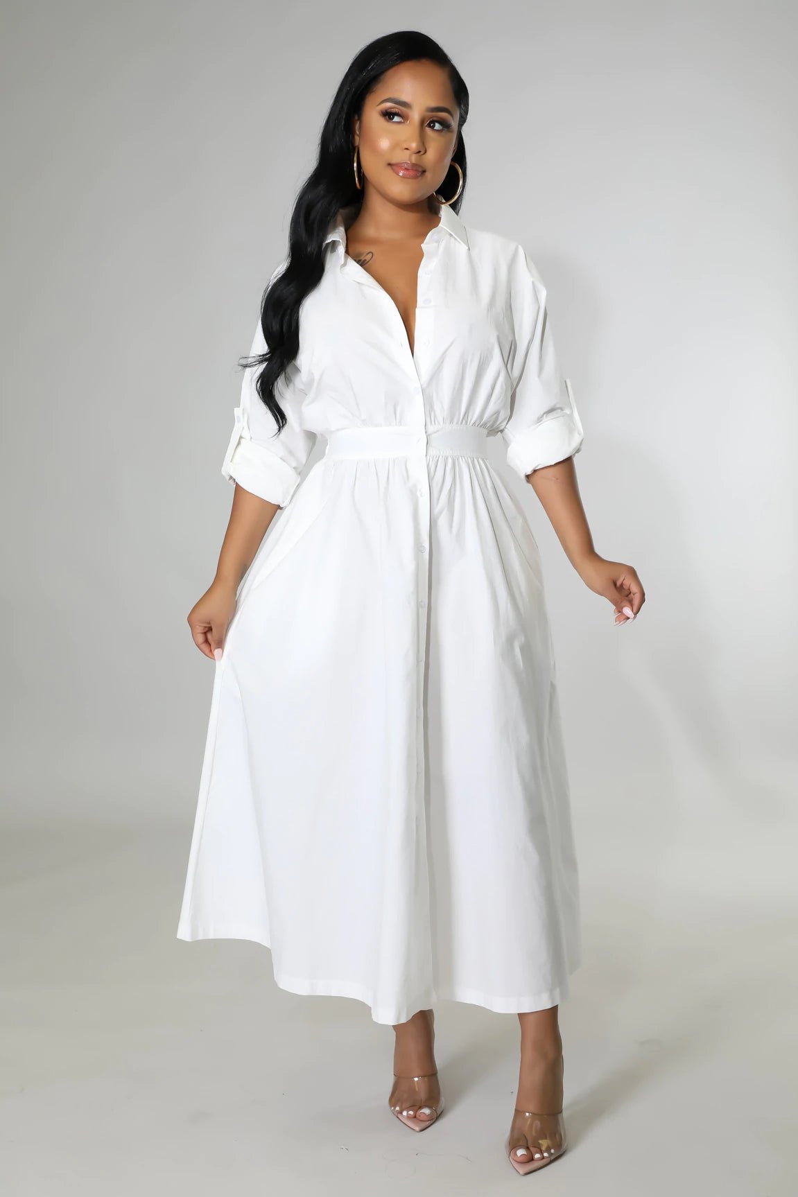 Dami Cotton Midi Dress White - Ali’s Couture