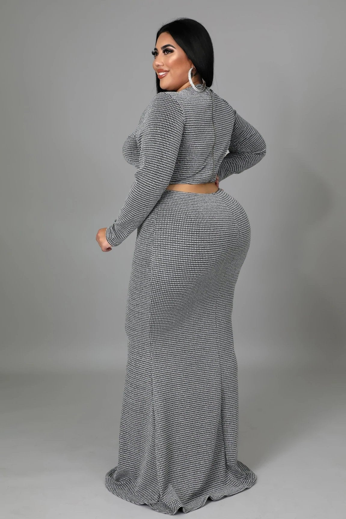 Dance The Night Away Side Cutout Maxi Dress Silver (Curvy) - Ali’s Couture