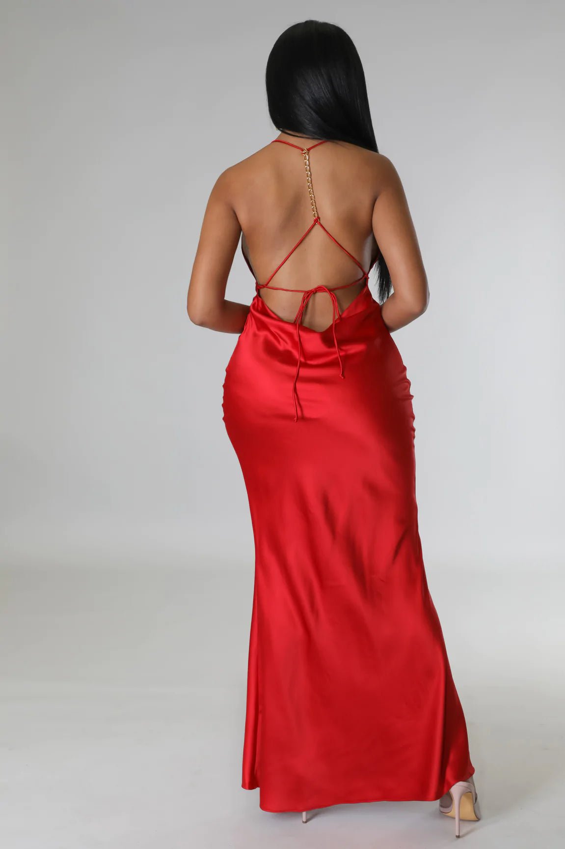 Esha Satin Slip Maxi Dress Red - Ali’s Couture