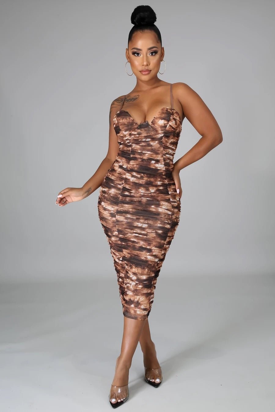 Forever Wild Mesh Midi Dress Brown | Alis Couture, Small Forever Wild Mesh Midi Dress Brown | Alis Couture, Small