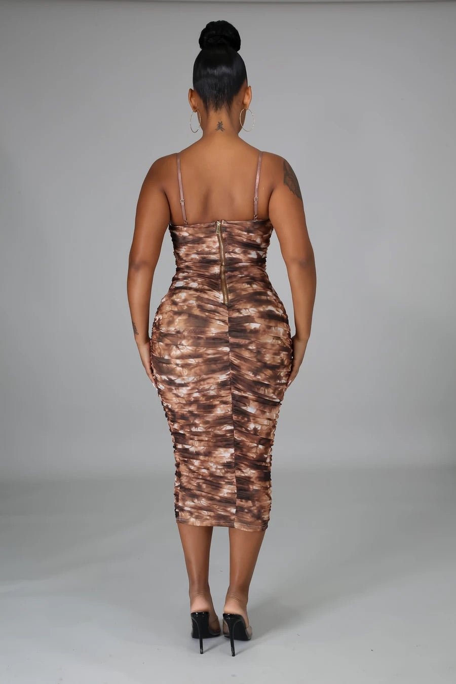 Forever Wild Mesh Midi Dress Brown - FINAL SALE - Ali’s Couture