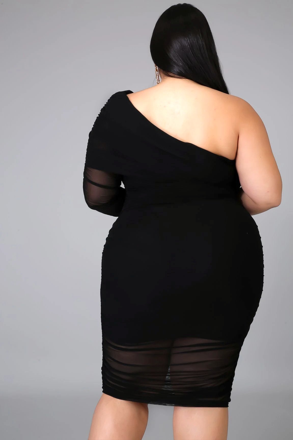 Helen Of Troy One Shoulder Midi Dress Black (Curvy) - FINAL SALE - Ali’s Couture