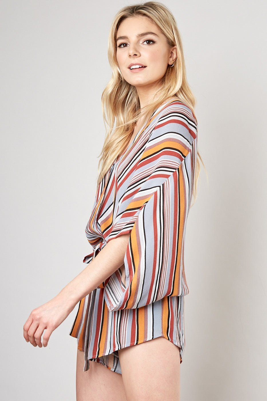 Jassy Kimono Striped Romper Grey - FINAL SALE - Ali’s Couture