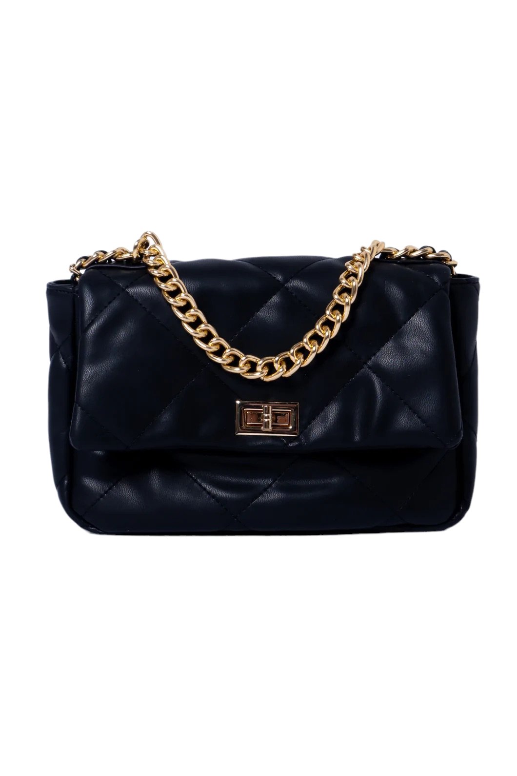 Jimena Quilted Crossbody Chain Handbag Black - Ali’s Couture