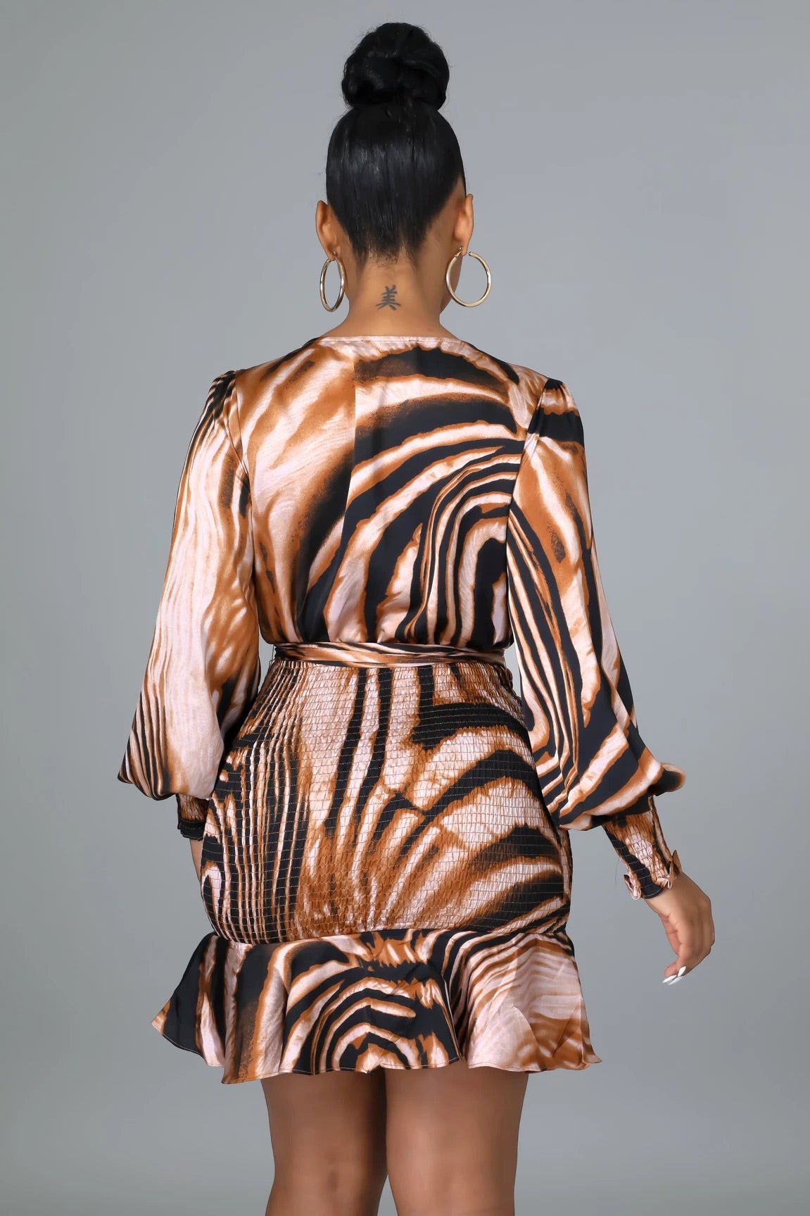 Keeping It Wild Zebra Print Mini Dress Brown - FINAL SALE - Ali’s Couture