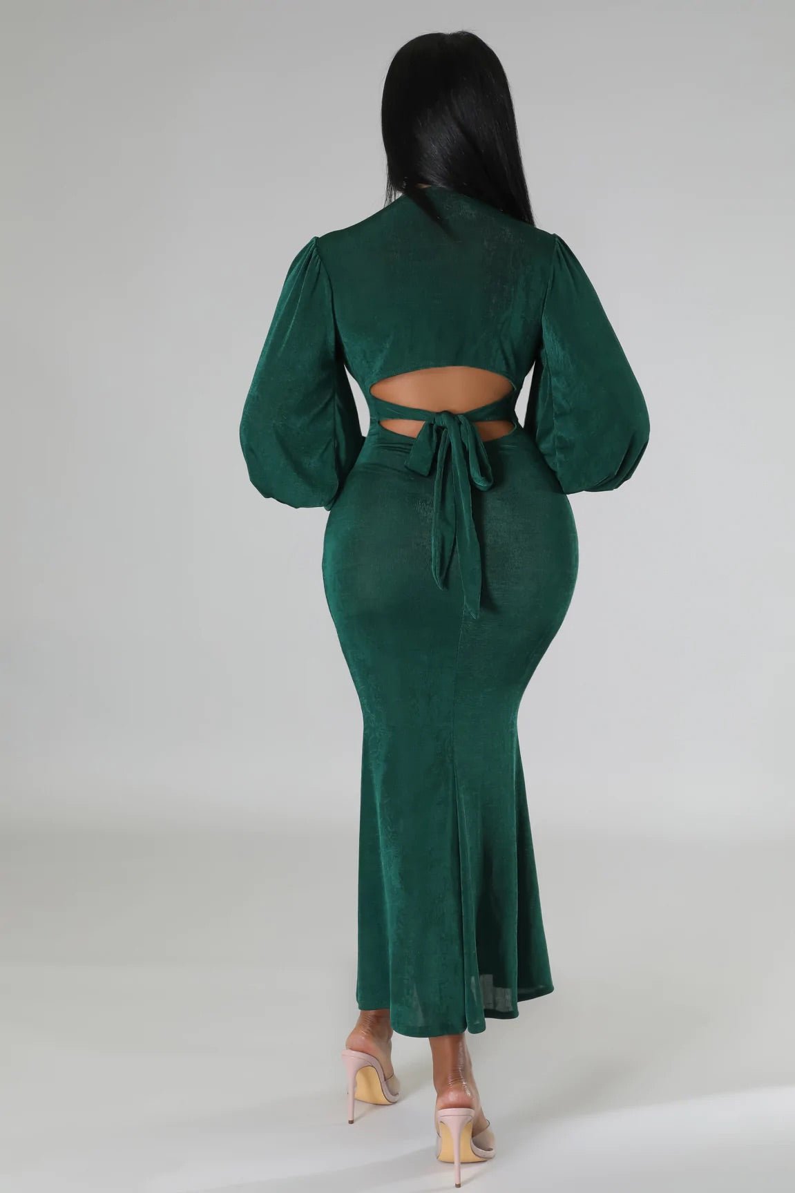 Lexa Long Sleeve Midi Dress Hunter Green - Ali’s Couture