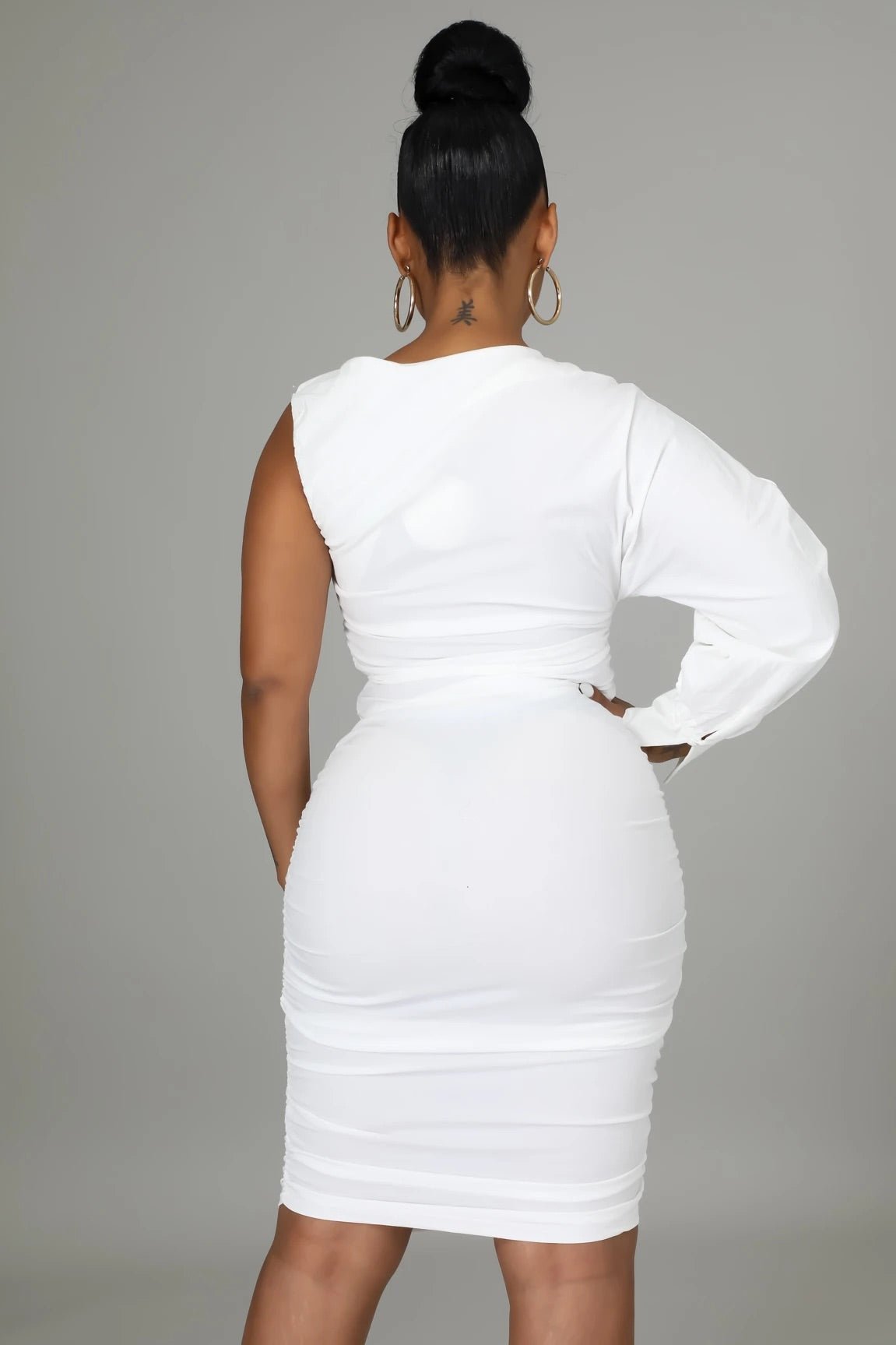 Lover In You One Sleeve Midi Dress White - Ali’s Couture