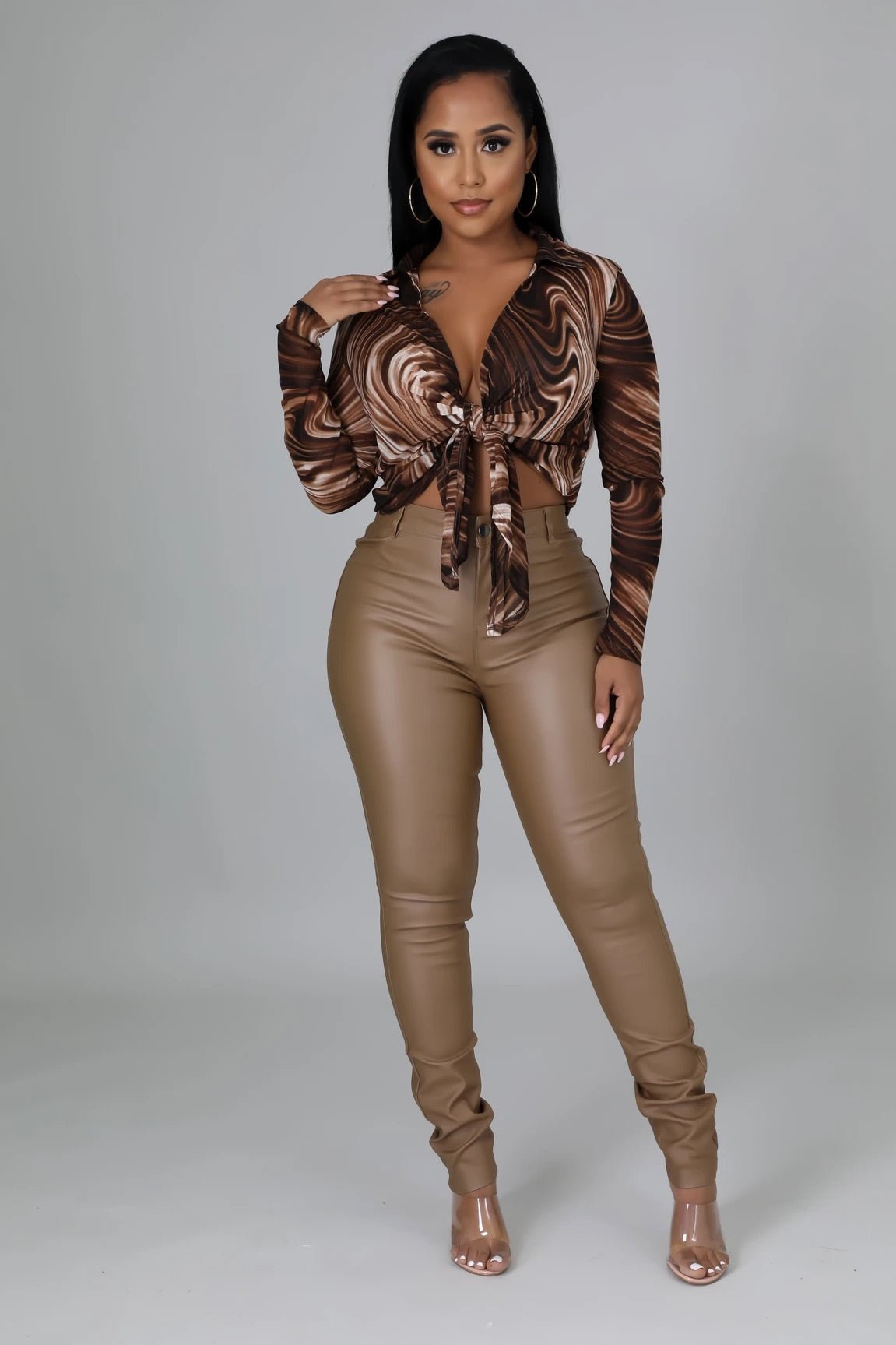 Mara Faux Leather Pants Camel - Ali’s Couture