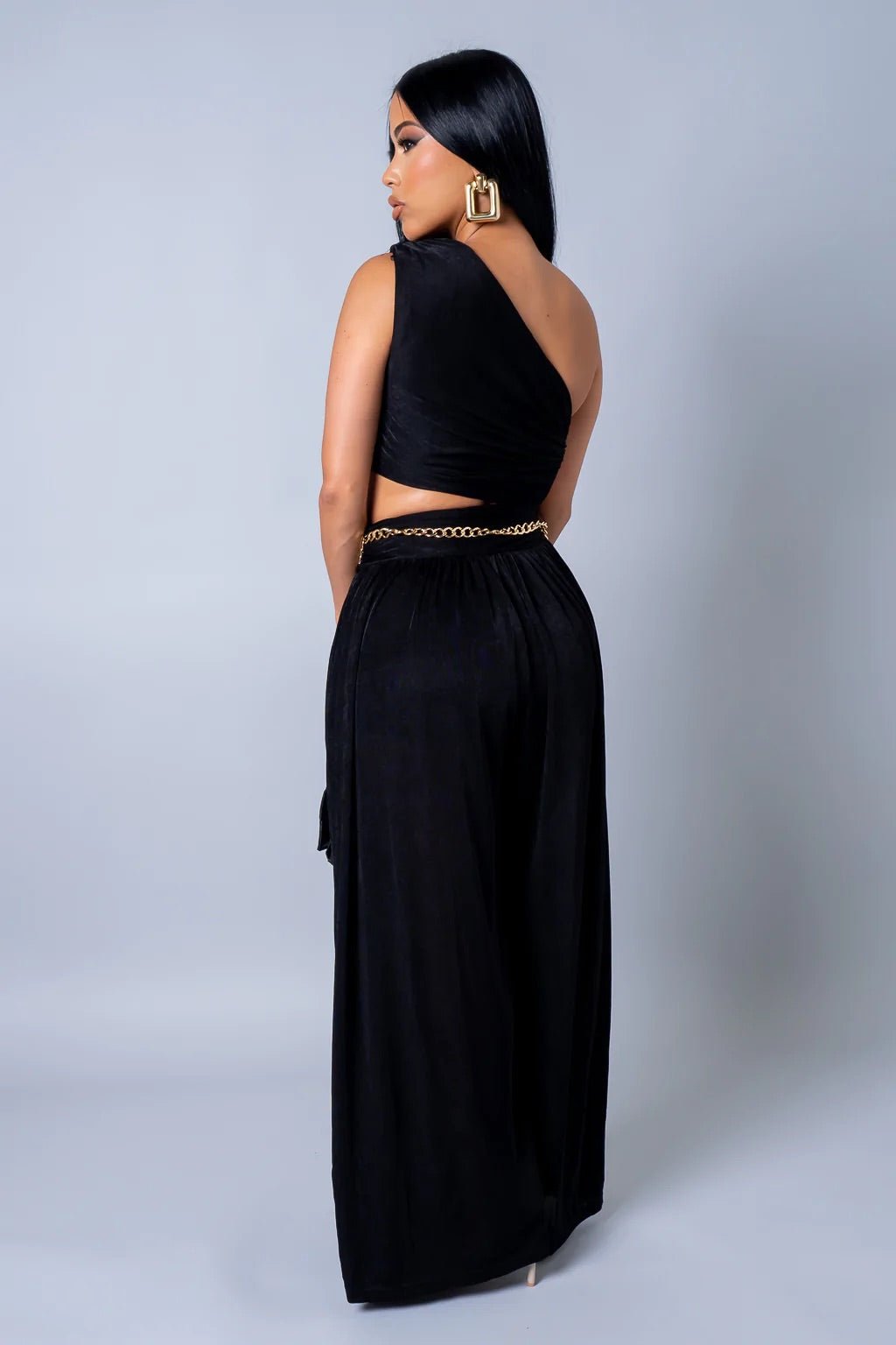 Next Level One Shoulder Cutout Jumpsuit Black - Ali’s Couture