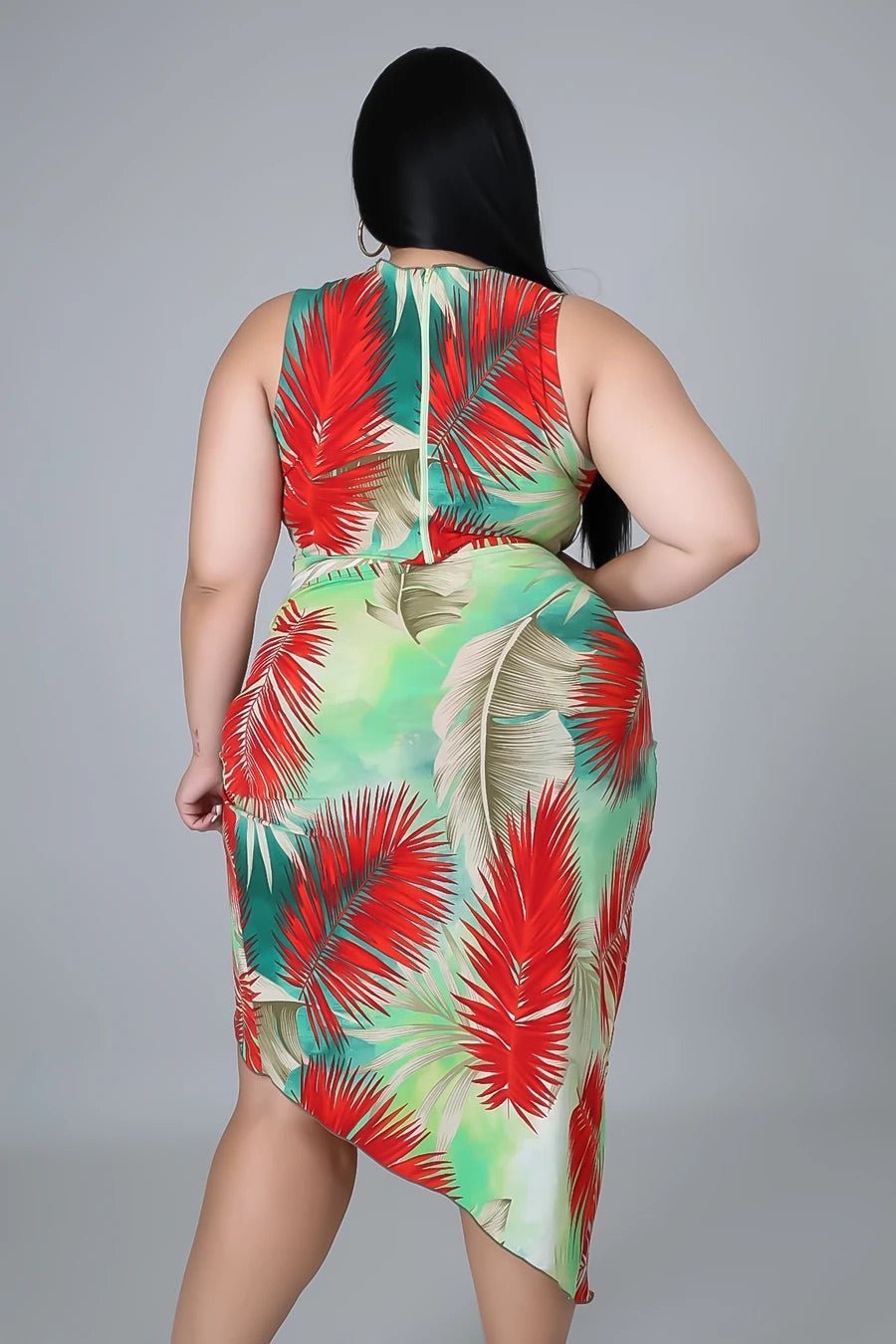 Palms On Fire Tropical Swimsuit Set Red (Curvy) - FINAL SALE - Ali’s Couture
