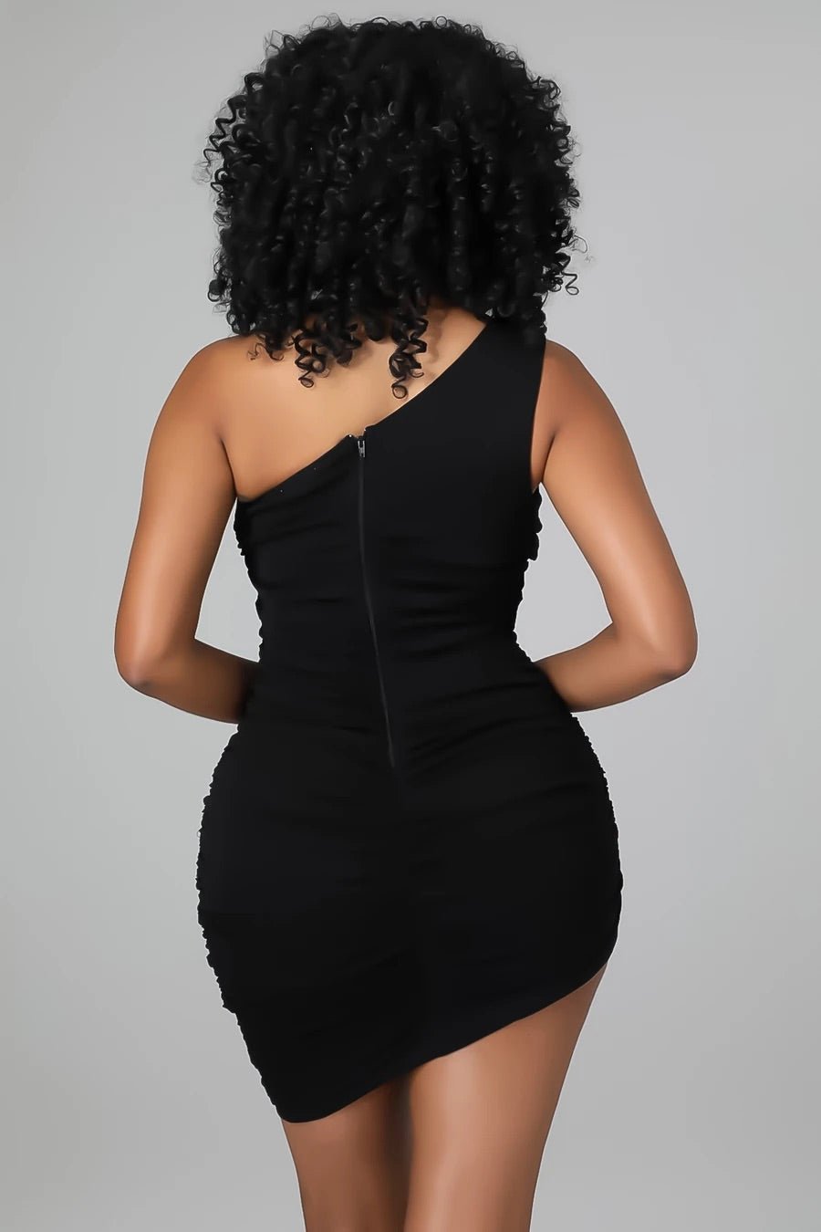 Pour It Up One Shoulder Mini Dress Black - Ali’s Couture