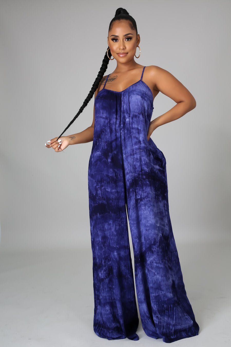 Rave Tie Dye Jumpsuit Navy Blue - Ali’s Couture