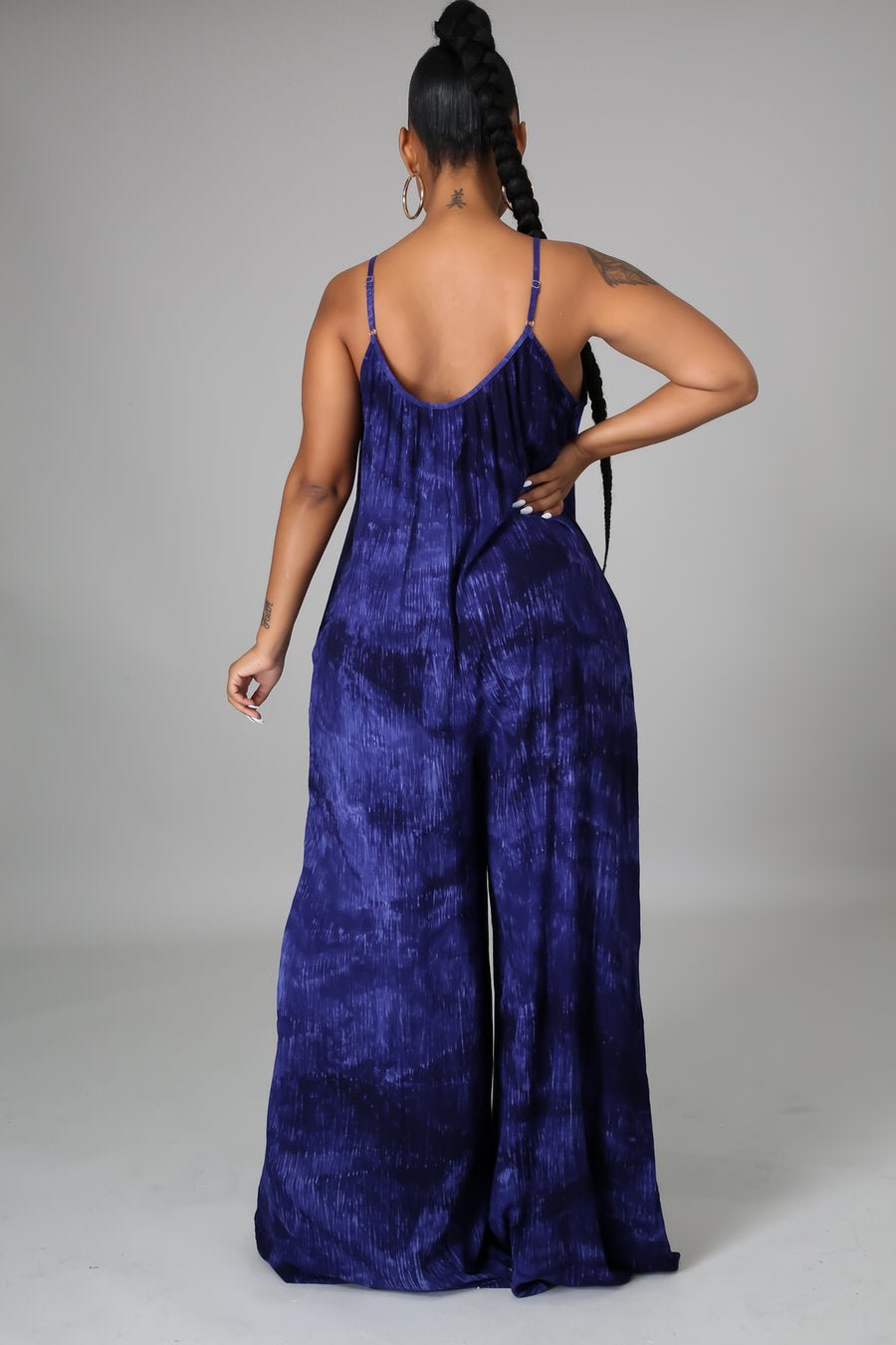 Rave Tie Dye Jumpsuit Navy Blue - Ali’s Couture