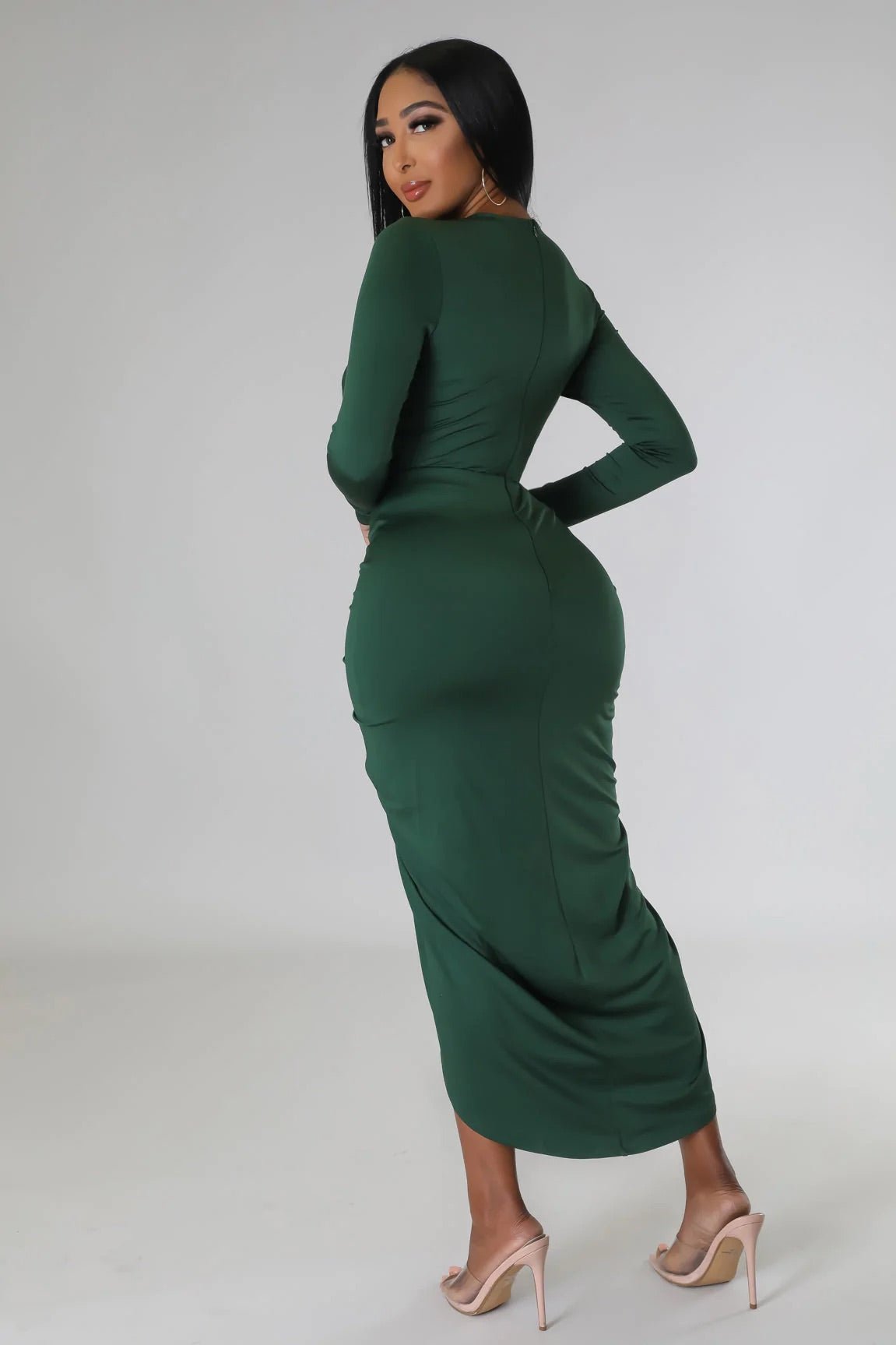 Samina Cutout Midi Dress Hunter Green - Ali’s Couture